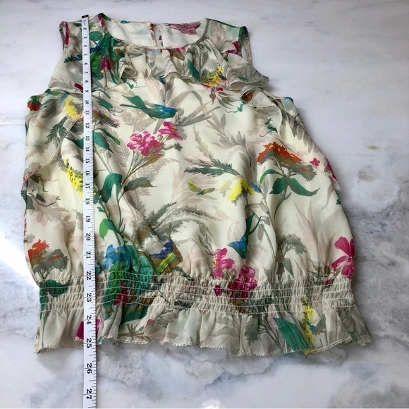 Ted Baker London Floral Ruffle Blouse - Cream and Multicolor - Picture 9 of 10